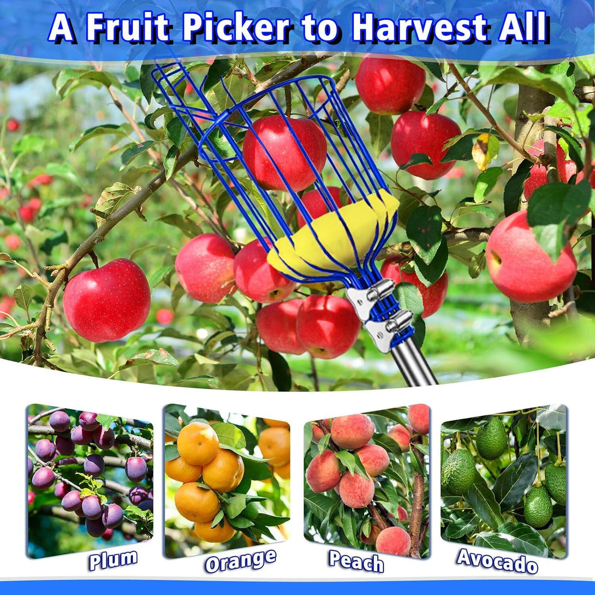 Fruit Picker Pole Adjustable Fruits Picker Tool