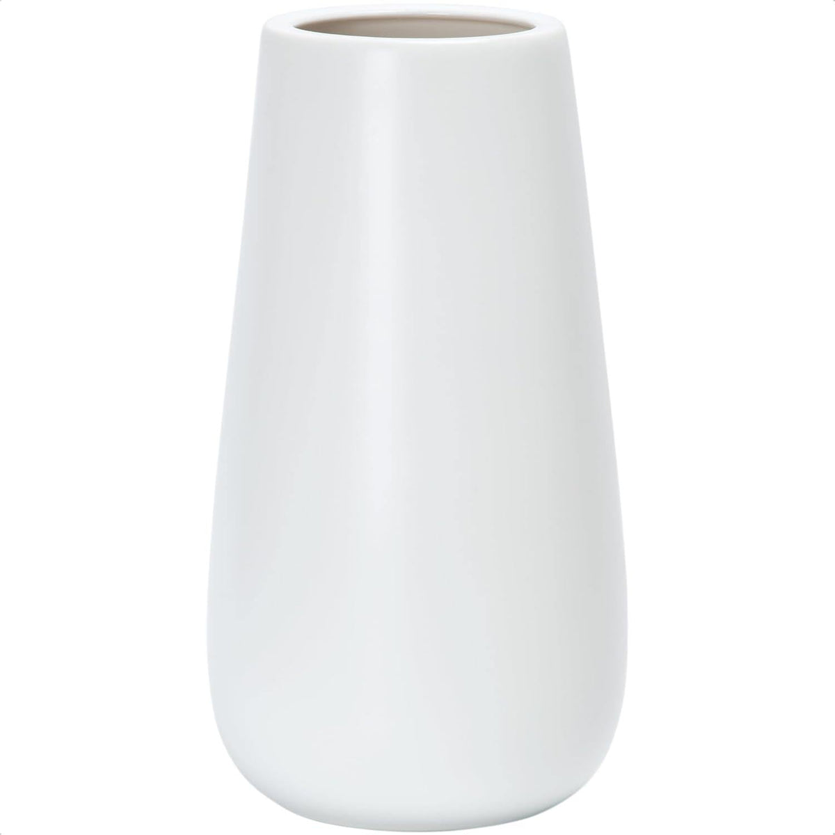 Textured White Elegant Oval Ceramic Vase for Flowers