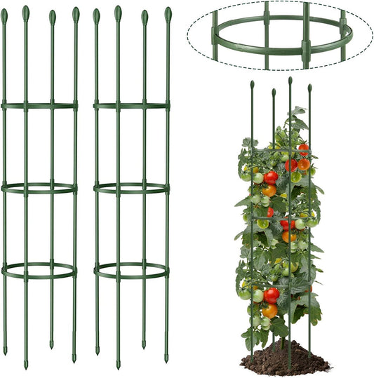 Round Heavy Duty Tomato Cage -Steel Core Plastic Coated Garden Trellis