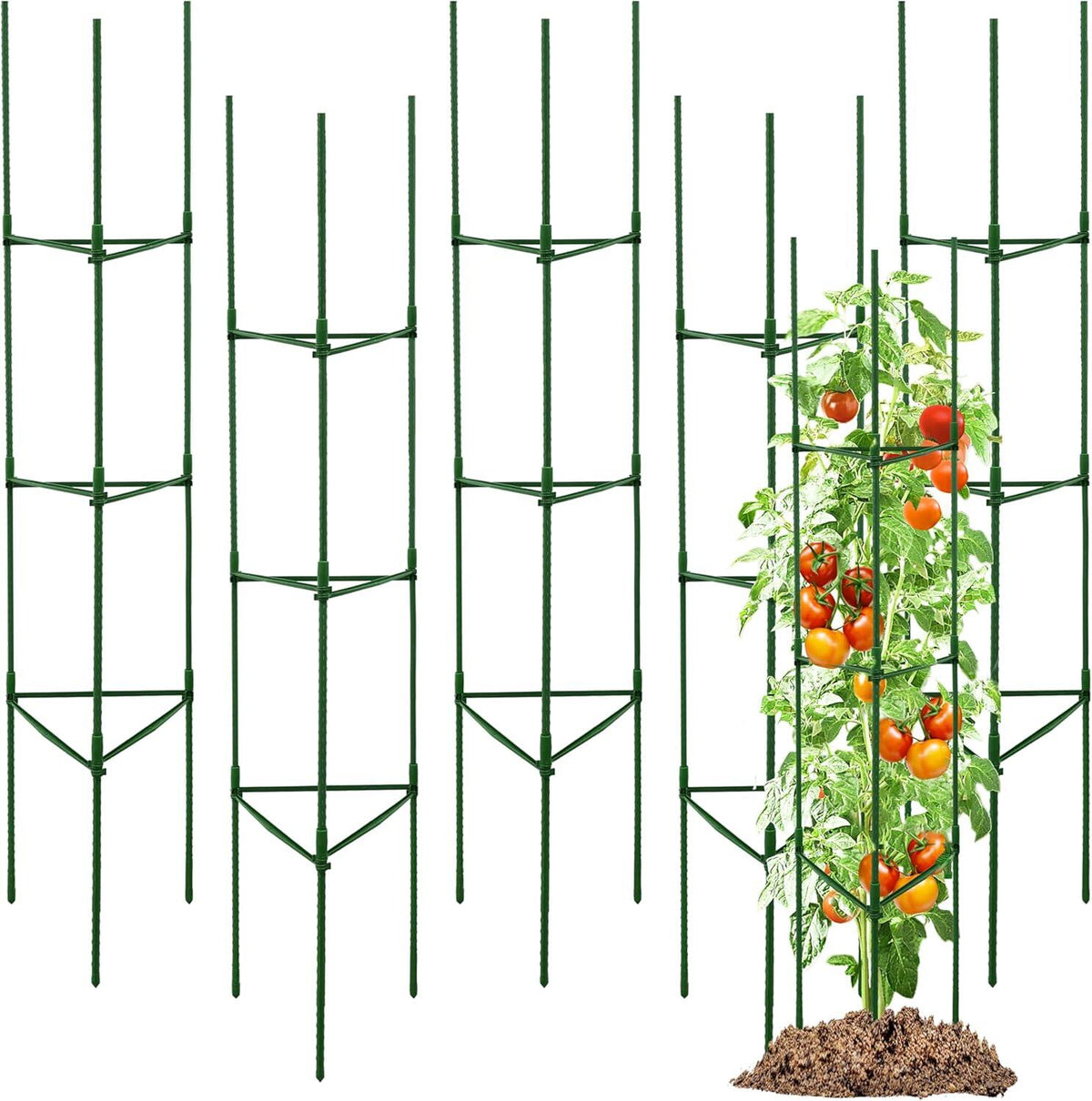 Adjustable Tomato Cages, Heavy-Duty Metal Plant Support Trellis