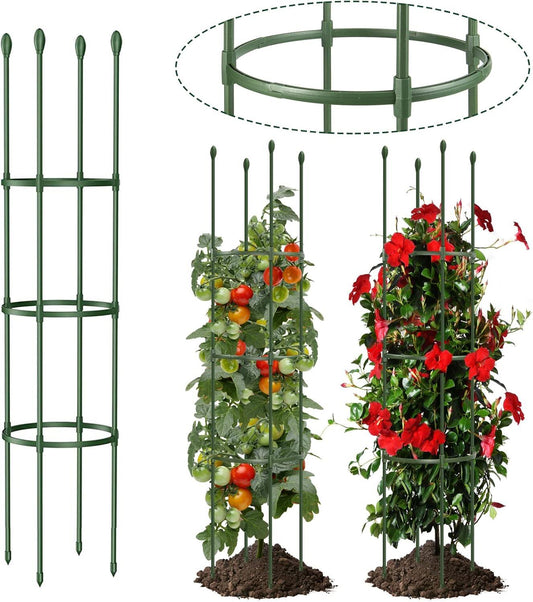 Round Heavy Duty Tomato Cage -Steel Core Plastic Coated Garden Trellis
