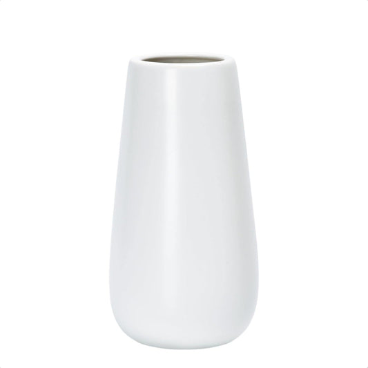 Textured White Elegant Oval Ceramic Vase for Flowers