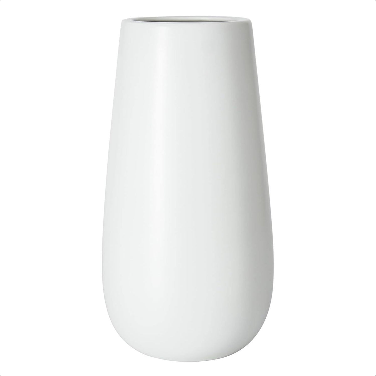 Textured White Elegant Oval Ceramic Vase for Flowers