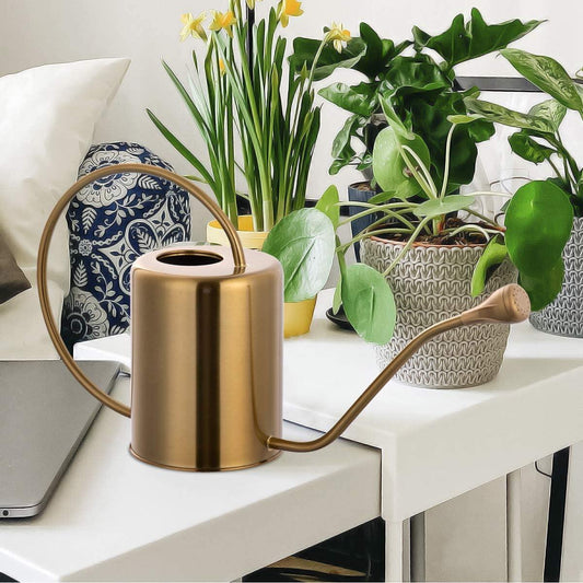 Long Spout Stainless Steel Gold Colored Watering Can