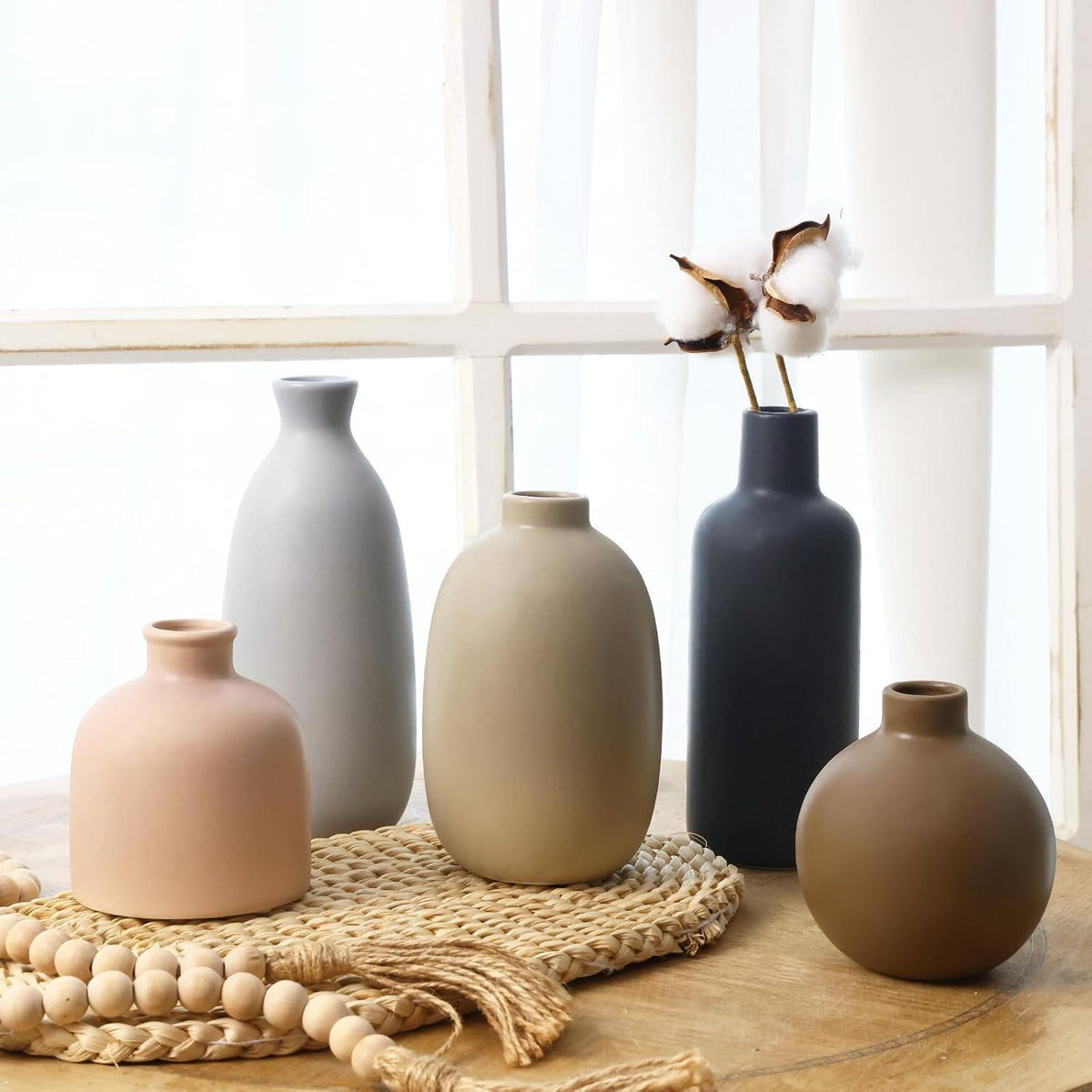 Ceramic Vases Set, Rustic Coastal Vases Home Decor